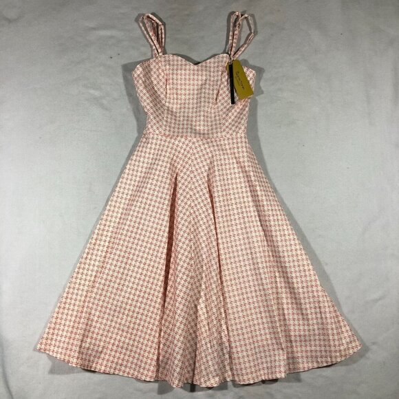 Gown Town Dresses & Skirts - Gown Town Dress Womens Small Gingham Check Plaid Retro Red Fit & Flare NEW NWT